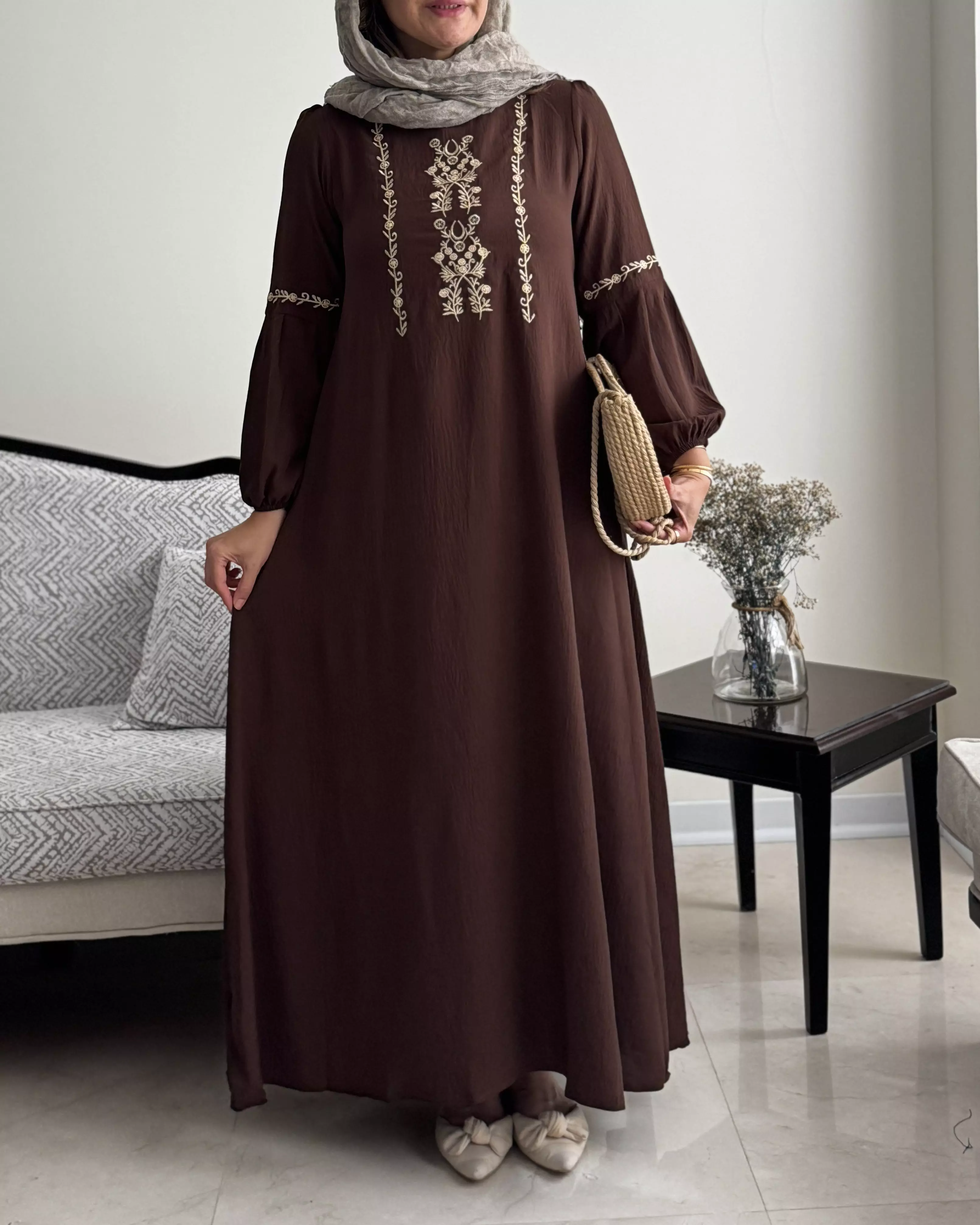 پیراهن گلدوزی سرمه